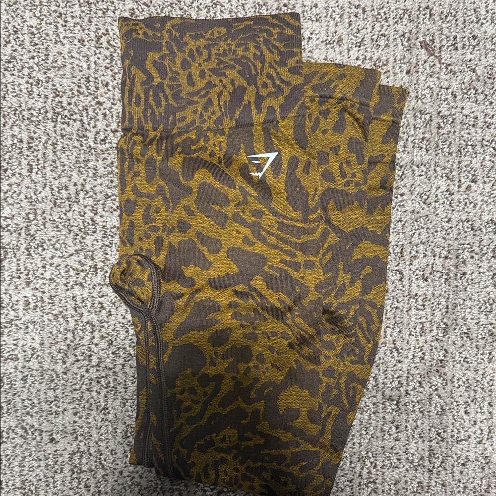 Gymshark Brown and Gold Patterned Leggings